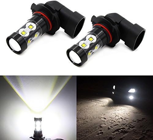 Carr Lighting 50W High Power H10 9145 9140 Cree LED Fog Light Bulbs for DRL Daytime Driving Lights Replacement 6000K Xenon White