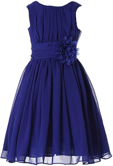 Bow Dream ガールズドレス 女の子ドレス ワンピース 帯に花付き フォーマルドレス シフォン 発表会 演奏会 結婚式の介添え ページェント ワンピース チュニック 通販 Amazon