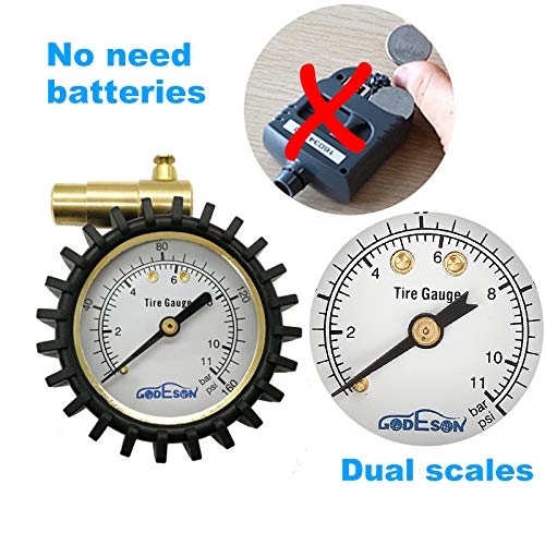 GODESON Presta Valve Tire Pressure Gauge with Bicycle Air Pressure Relief for Road Cycling Tires,Range to 160 PSI/11BAR