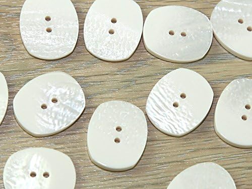 Dill Oval Shimmer Texture 2 Hole Buttons Ivory - per button