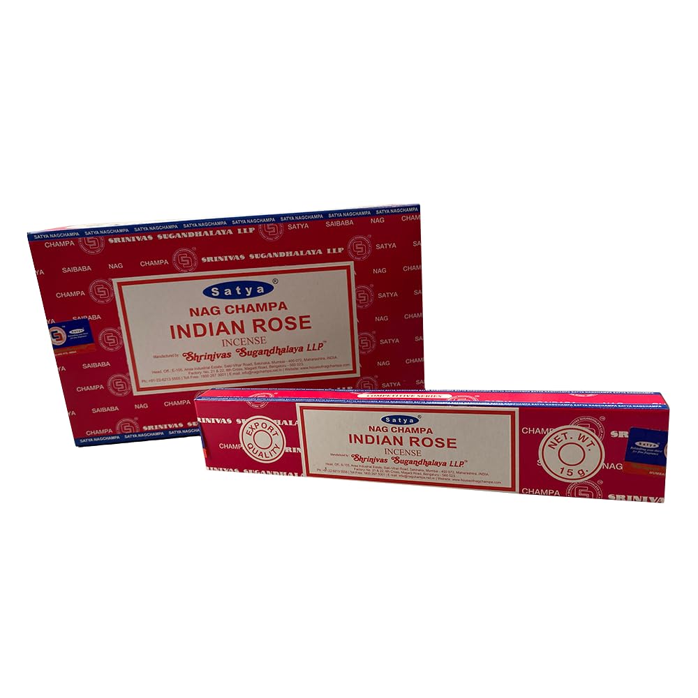 VIE Satya Incense Sticks, 12 Packs x 15g, Indian Rose
