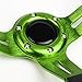 Auto Dynasty Aluminum Frame Vinyl Leather Cover 350mm 6-Bolt Steering wheels + Horn Button (Green Spoke/Green Stripe)