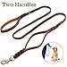 FOCUSPET Heavy Duty Leather Dog Leash with 2 Handles,Padded Traffic Handle For Extra Control,6Ft Dog Training Walking Leashes for Medium Large Dogs