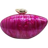 WuDiaoer Shell Shape Acrylic Clutch Trendy Metallic Acrylic Evening Bag Shiny Egg Purses and Handbags for Women Wedding Party