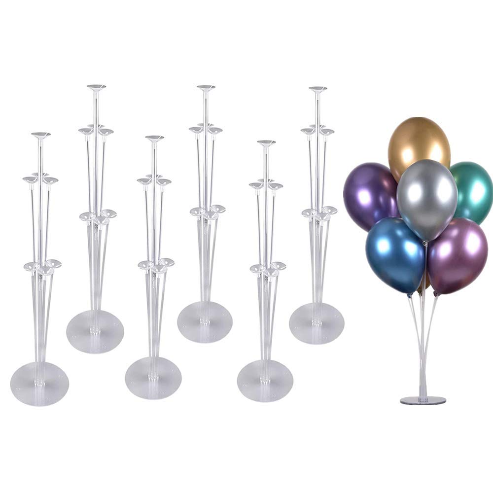 Tree 6 Sets Table Balloon Stick Holder Clear 28 Inches Stand Kit With Pole and Flower Base for Graduation Wedding Birthday Party Decorations