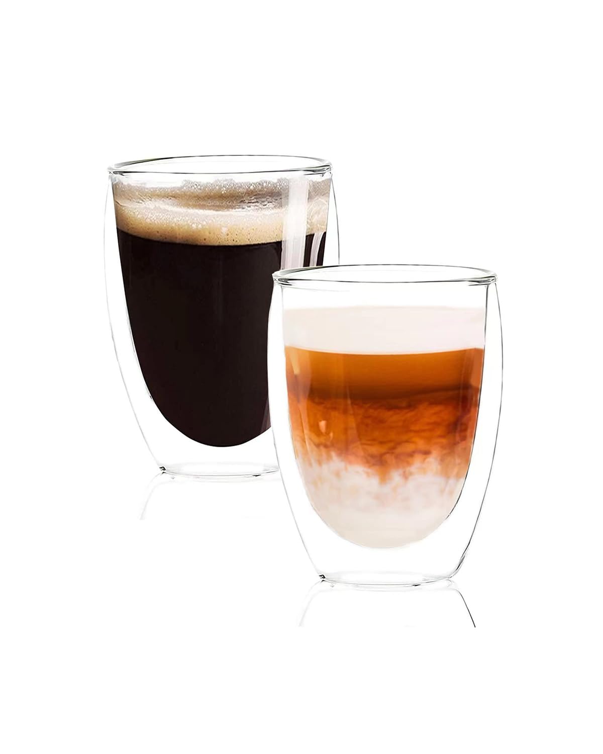 PYYB 2 Large Capacity Coffee Glasses Double Walled Glass Coffee Mugs 350ml Insulation Latte Glasses Cappuccino Cups Thermal Double Cups