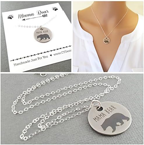 Mama Bear Charm Necklace - Sterling Silver Jewelry - Gift For Mom