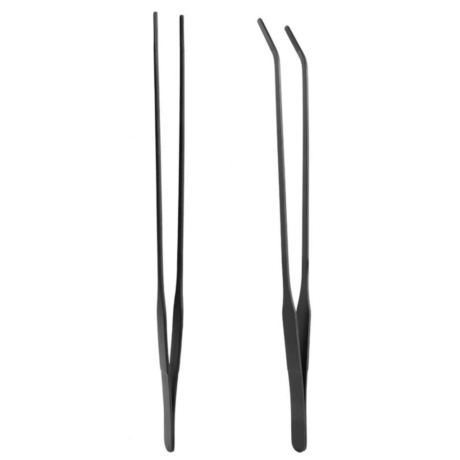 Aquarium Tweezers, 2pcs Long Handle Stainless Steel Straight and Curved Tweezers Feeding Tongs for Fish Tank Aquarium Plant
