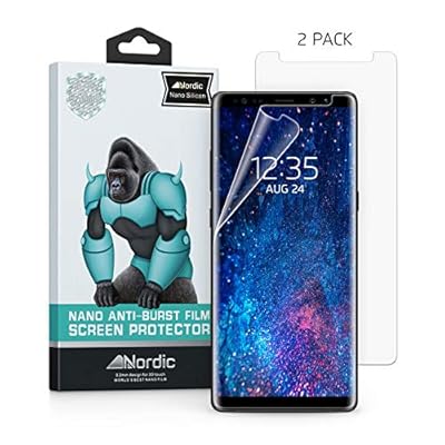[عبوة من قطعتين] واقي شاشة Nordic Nano Film (صديق للحافظة) لهاتف Samsung Galaxy Note 9 وNote 8 (إصدار محدث) مضاد للفقاعات
