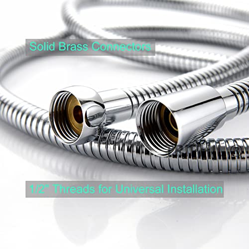 TRIPHIL Kink-free Shower Hoses Extra-long for Handheld Showerhead Hose Replacement Ultra-flexible Metal Shower Tube Extension Anti-twist 2 Brass Connectors Stainless Steel Sleeve Chrome 118 Inches