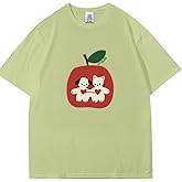 JOLILUNA Whimsy Twee Clothes for Women Oversize Graphic Apple Tee Y2k Fashion Whimsical Clothes Streetwear