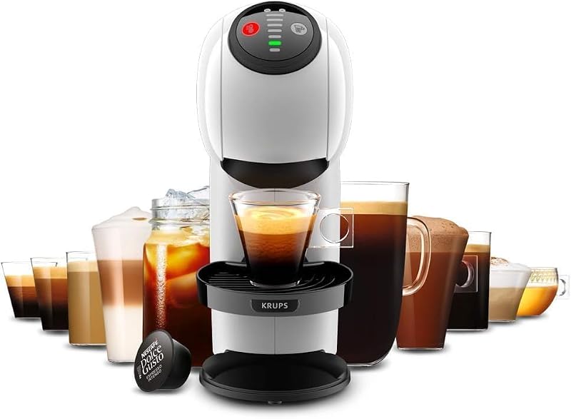 Krups nescafé dolce gusto genio s - máquina de cápsulas multi-bebidas, compacta, alta pressão, tamanho xl, expresso com creme, 30 segundos, parada automática, branco, + 3 pacotes de café sortido