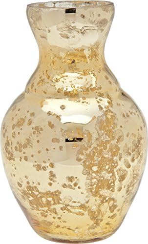 Luna Bazaar Vintage Mercury Glass Vase (5.5-Inch, Classic Design, Gold) - Decorative Flower Vase - For Home Decor, Party Decorations, and Wedding Centerpieces