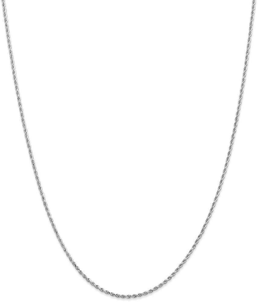 14k White Gold 1.5mm DiamondCut Rope Chain, Length 16 in