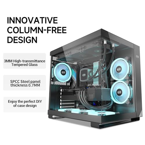 CPS T500 PC Cases - PCCOOLER Airflow, Cable Management System, Interior Spacious ARGB 6 x 120mm, I/O USB Type-C Port, Quick Release Panel, ATX Mid Tower PC Gaming Case (Nior)