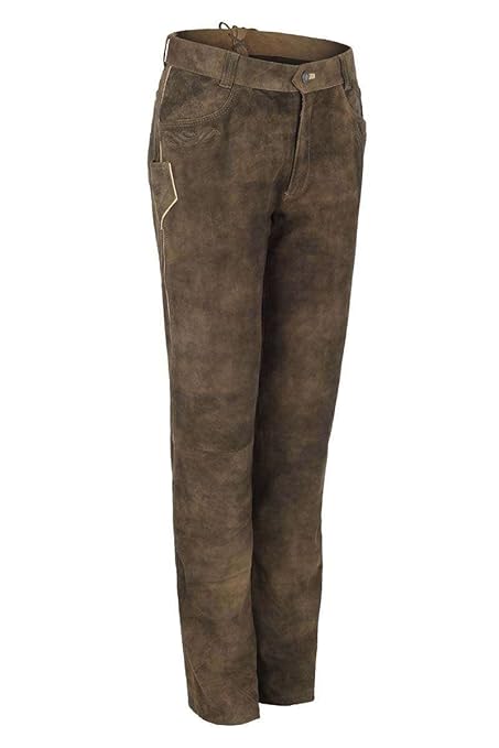 Spieth & Wensky Herren Trachten Lederhose lang Wildbock Antik braun, braun,