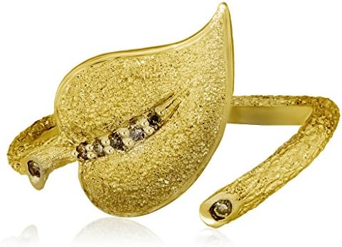 Champagne Diamonds and Yellow Gold Leaf Riing