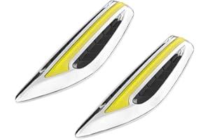 SEADEAR 1 Pair Car Fender Side Vents,Chrome Car Air Flow Fender Car Side Vent Decor Sticker Car Air Flow Intake Hole Stickers Decorative Auto Exterior Accessories Yellow