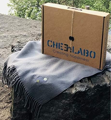 Chelabo Soft 100% Australian Merino Wool Throw Blanket Plaid Light Breathability All Season Washable Amazing Gift Box Made in Ukraine (Grey, 55"x79")