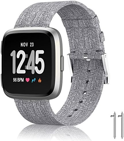 For Fitbit Versa Bands, Woven Fabric Wrist Strap Quick Release Watch Band,Replacement Band for Men, Women (Gray)