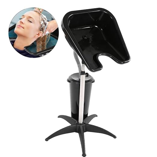 Salon Basin Shampoo Sink with Drain, Portable Stainless Steel Pipe