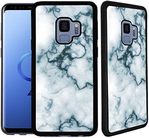 [TeleSkins] - Galaxy S9 Rubber TPU Case - Abstract White Marble Slice Gemstone Geode Druse - Ultra Durable Slim Fit, Protective Plastic with Soft RUBBER TPU Snap On Back Case/Cover.