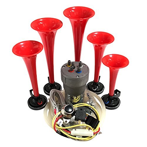 Dixie Air Horn - Dixieland Premium Full 12 Note Version with Installation Wire Kit and Button (Red)