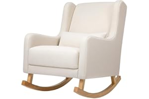 Babyletto Kai Rocker in Performance Natural Eco-Twill with Light Legs, Water Repellent & Stain Resistant, Greenguard Gold and CertiPUR-US Certified