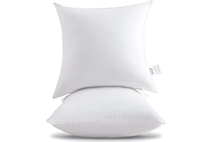HITO 18x18 Pillow Inserts (Set of 2) - Down Alternative 100% Cotton Cover Decorative Square Throw Pillows White for Couch Bed Sofa