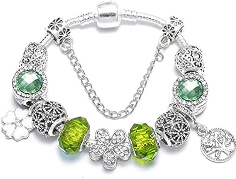 Amazon 高級クリスタルビーズチャームブレスレットオブライフオブツリーペンダントフィットオリジナルファインブレスレット女性用女性誕生日ジュエリーギフト18 Cmライトグリーン Gyxyzb スポーツ アウトドア