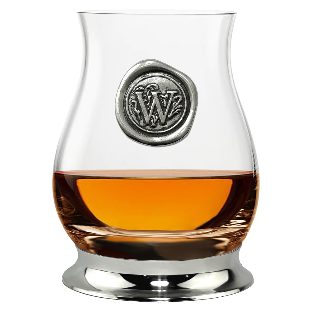 English Pewter Company Glencairn Personalised Whisky Mixer Glass with Monogram Initial - Unique Gifts for Men - with Your Choice of Initial 350ml [WGP123] (W)