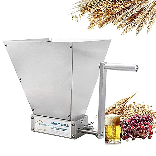 FERRODAY Malted Grain Mill Malt Stainless Steel 2 Roller Malt Mill