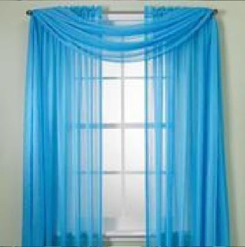 MONAGIFTS 2 PANELS BRIGHT TURQUOISE Sheer Voile Window Panel curtains 59" WIDTH X 84" LENGTH EACH PANEL