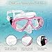 OMGear Snorkel Set Snorkeling Mask Dry Snorkel with Neoprene Mask Strap Waterproof Phone Case for Swimming Scuba Diving Freediving (Pink)
