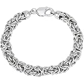 Vanbelle Sterling Silver Jewelry - Rhodium Plated with 925 Stamp - Handmade Classic Byzantine Hollow Chain Bracelet for Men & Women - 8.5 Inches with Lobster Lock