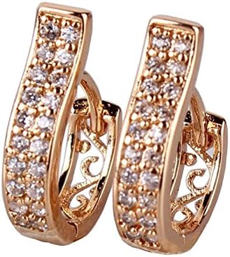 18k Rose Gold Plated Autralian Swarovski Crystal Hoop Huggie Earrings Women Jewelry (Yellow)