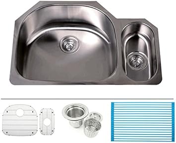 32 Inch Premium 16 Gauge Stainless Steel Undermount 80 20 D Bowl