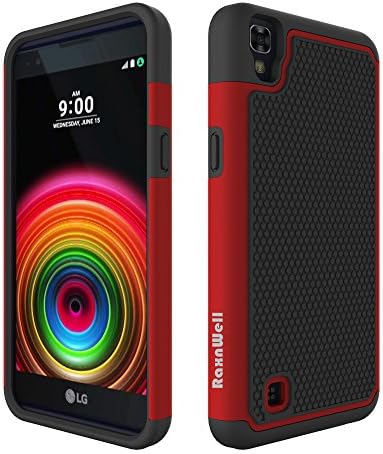 LG X Power Case, RaxnWell 2-Piece Style [Shockproof] [Anti-Slip] [Scratch Resistant] Protective Hard Case for LG X Power (Red)