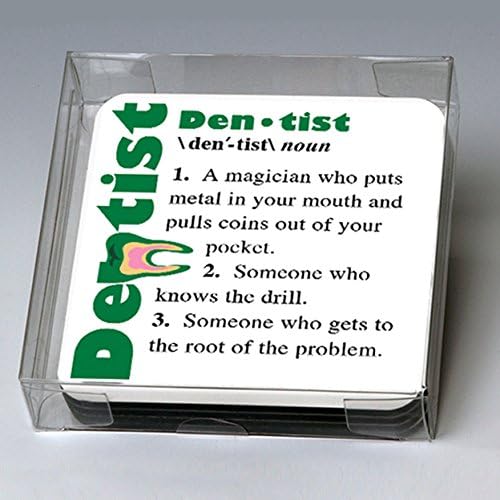 ✪ BRAND NEW FOR 2016 ✪ Whimsical Dentist Hardboard Coasters ~ Set of 4 ~ great for dentists and anyone in the dental profession!