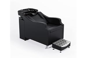 OmySalon Shampoo Backwash Unit with Large Porcelain Bowl, Salon Sink Hair Wash Chair Shampoo Station, Barbershop Beauty Spa Massage Hairdressing Equipment