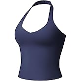 YEOREO Aherin Women Halter Tank Tops Not Padded Cami Open Back Slim Fit Fitness Y2K Going Out Crop Top