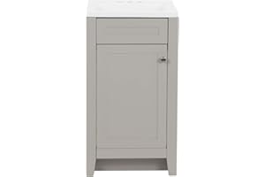 Spring Mill Cabinets Wyre 18 Inch Bathroom Vanity with White Single Sink Top, 1-Door Cabinet, 18.5" W x 16.68" D x 33.13" H, Gray