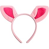 CUBACO Animal Ear Headband for Cospaly, Pig Ears Headband Suitable for Dress Up Costume Party Halloween Pig Ears Rat Plush