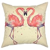 YOUR SMILE-Flamingo Cotton Linen Throw Pillow Covers Decorative 18 x 18