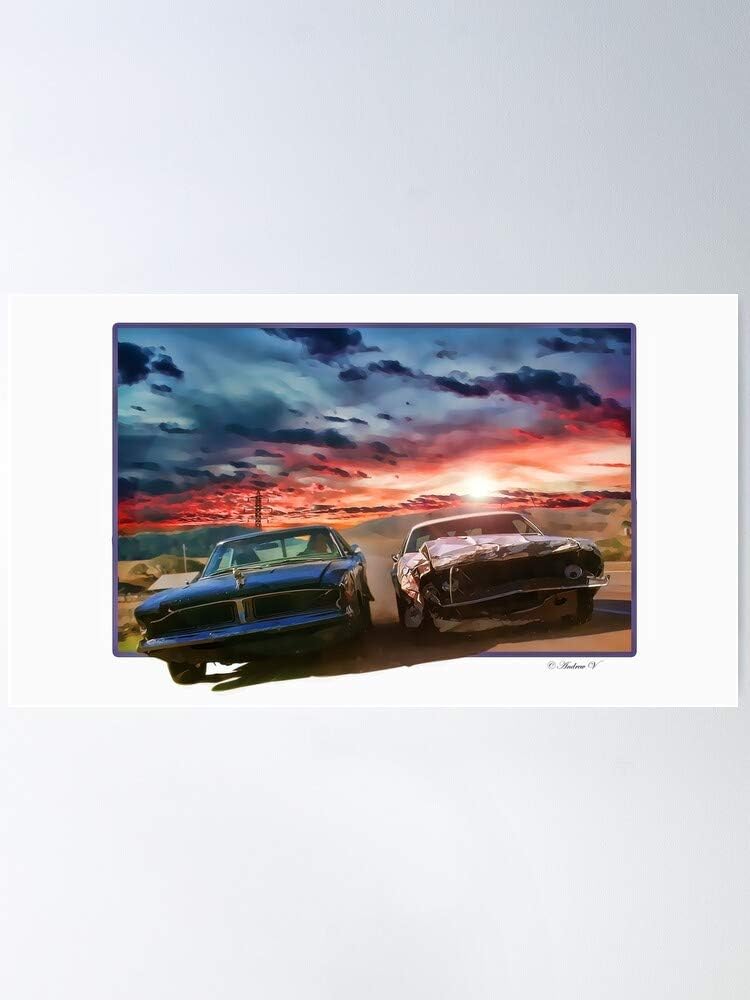 Amazon Com Kineticards Dodge Proof Movie Chase Challenger Kurt Russell Death Charger Car Home Decor Wall Art Print Poster Posters Prints