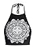 FashionMark Womens Celebrity Inspired Mandala Print Halterneck Crop Top Black