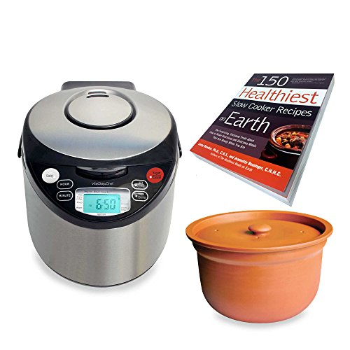 VitaClay VM7900-6 Smart Organic Multi-Cooker- A Rice Cooker, Slow Cooker, Digital Steamer plus bonus Yogurt Maker & The 150 Healthiest Slow Cooker Recipes on Earth Book (Bundle) - Thumbnail 3