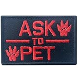 Service Dog Ask to Pet Tactical Embroidered Morale Hook & Loop Patch - Red