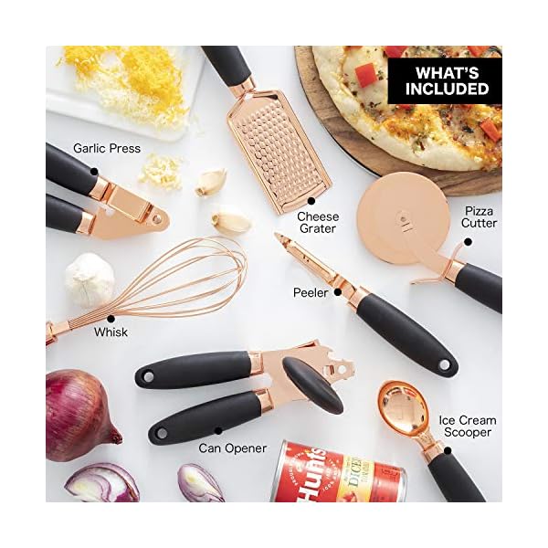 COOK With COLOR 7 Pc Kitchen Gadget Set Copper Coated Stainless Steel Utensils with Soft Touch