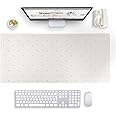XL Desk Mat Keyboard and Mouse Pad - Full Desk Mousepad - 35 x 15.7 Large Mousepad for Keyboard and Mouse - Computer Desk Pad for Gaming and Productivity - Cream with Small Black Polka Dots Blu Monaco